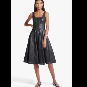 NWT STAUD Black Vegan Leather Wells Dress Size 12